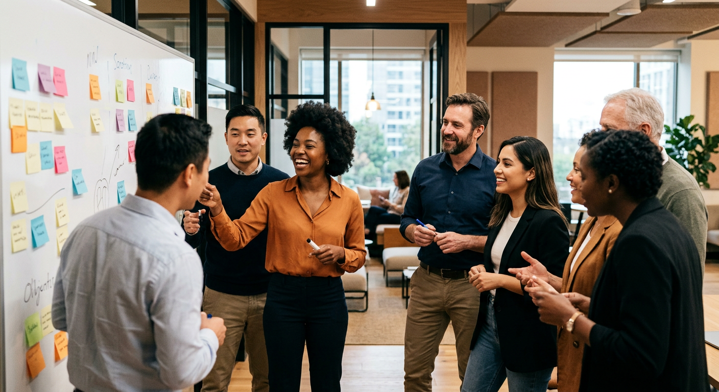 Equipo corporativo trabajando en una sesión de desarrollo con Integral Fénix